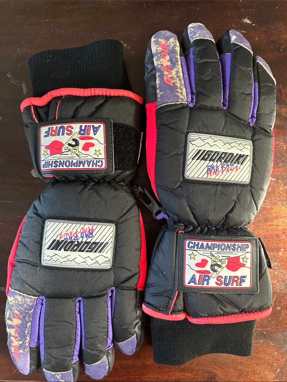 Vintage 90s Gordini Rad Pawz Ski Gloves Men's M Neon